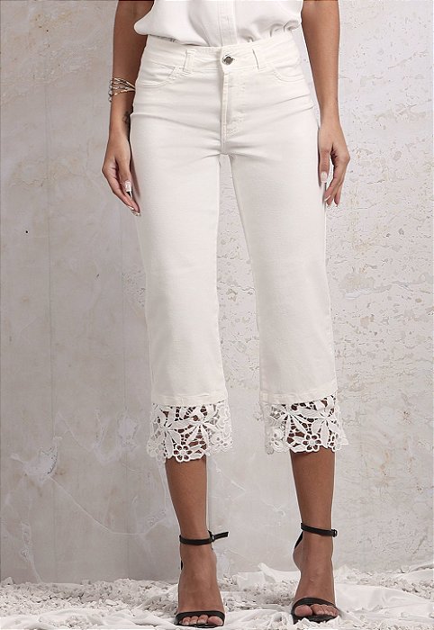CALÇA CROPPED RENDA