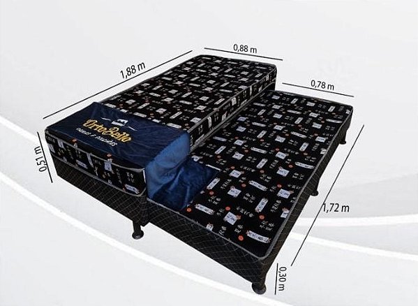 Cama Box Solteiro BLACK Com Auxiliar