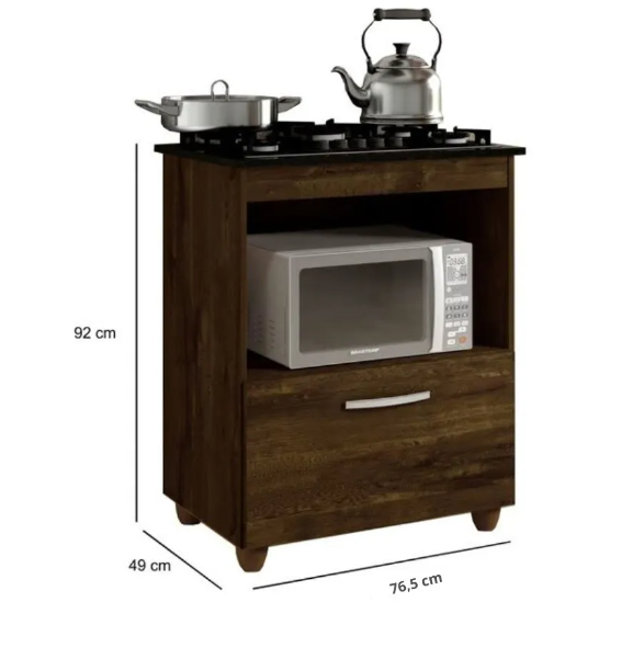 BALCÃO SALVIA PARA COOKTOP 5 BOCAS – IPÊ – KAIKI MÓVEIS