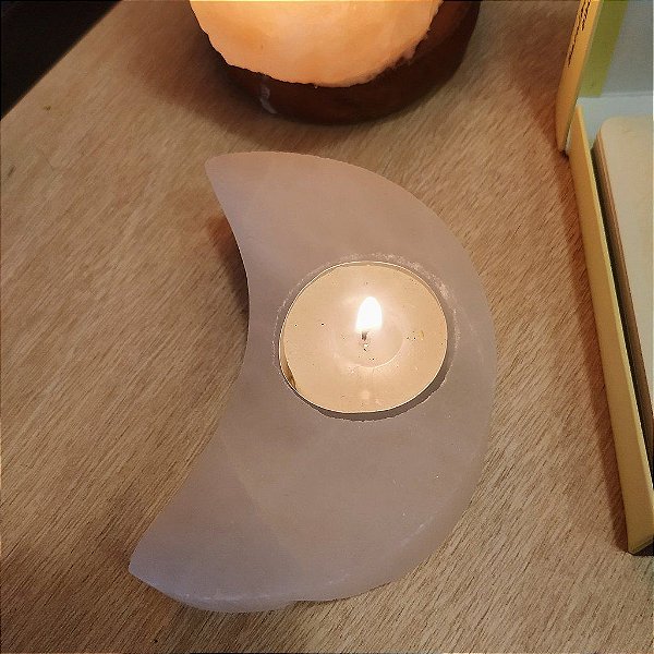 Porta Vela Lua Selenita Branca