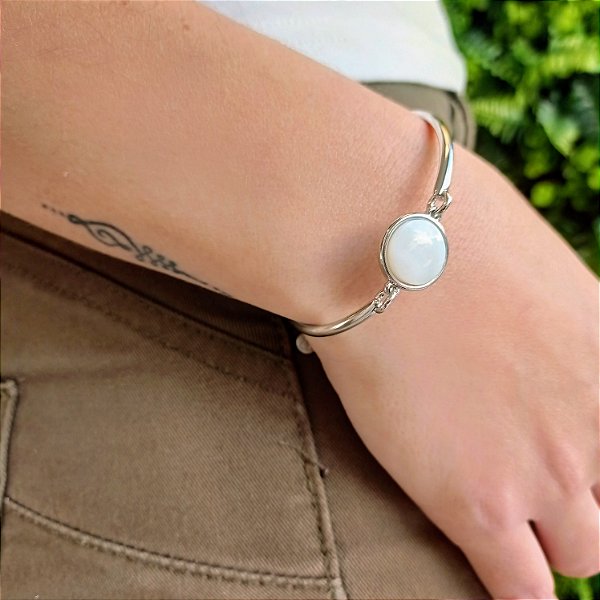 Pulseira Madrepérola - Ródio Branco