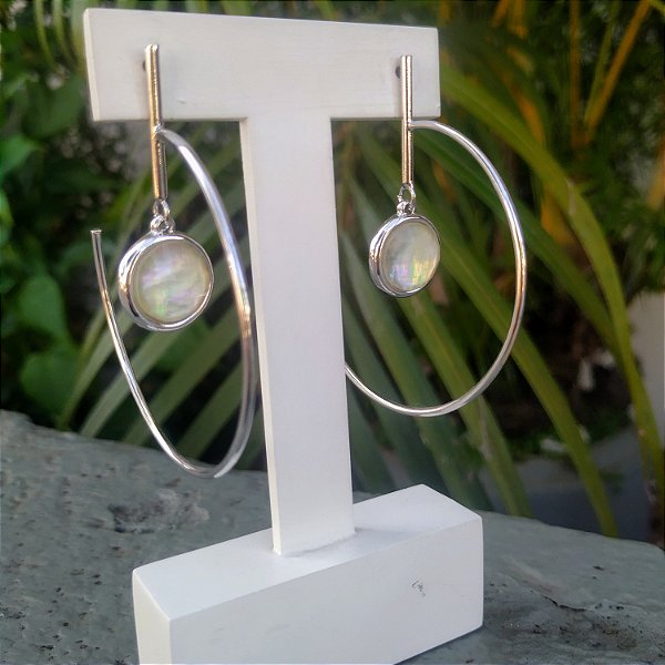 Brinco Argola Conchas  - Ródio Branco