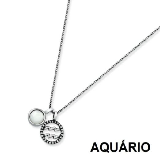COLAR SIGNO AQUÁRIO - RÓDIO NEGRO