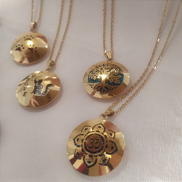 Colar Aromático Aço Inoxidável Dourado