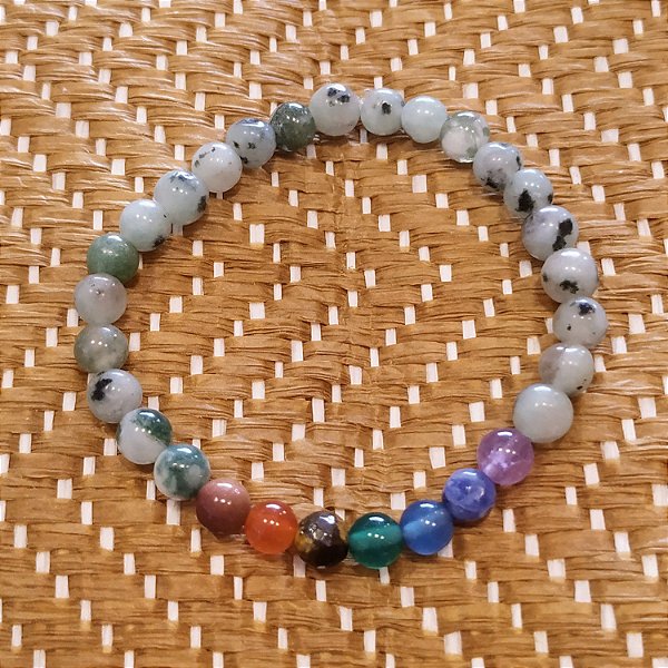 Pulseira 6mm Chakras Jaspe Lotus