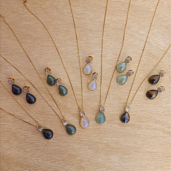 Conjunto Pingo Perolado - Folheado a Ouro