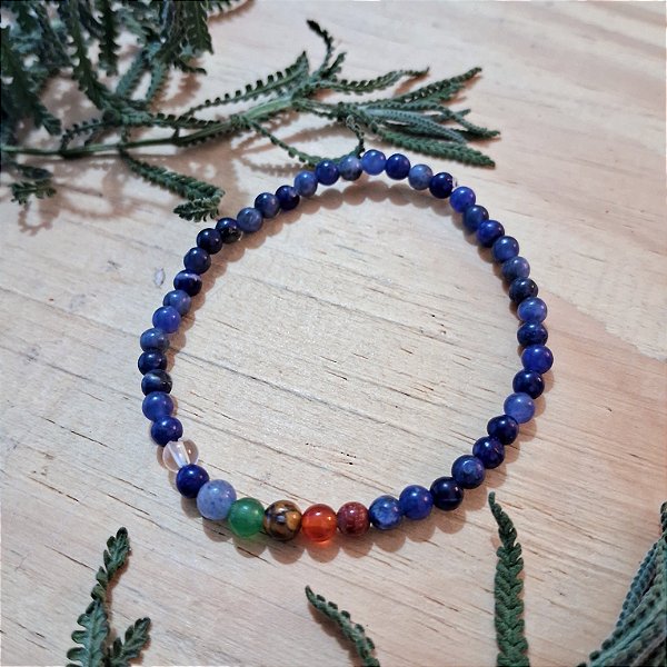 Pulseira 4mm Chakras Sodalita