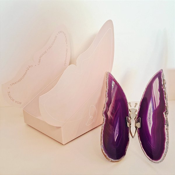 Borboleta Ágata Roxa - Prata - Coleção Asas