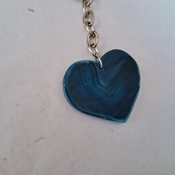Chaveiro Coração de Ágata Azul