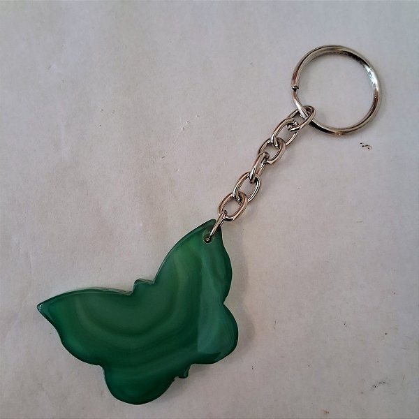 Chaveiro Borboleta de Ágata Verde