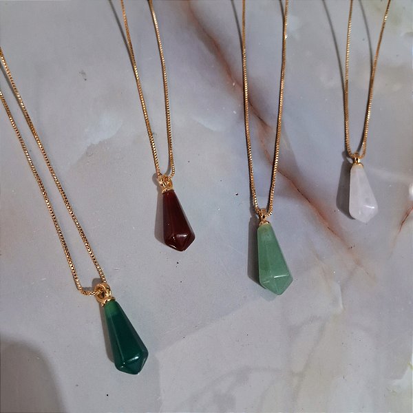 Colar Choker Prisma - 35cm - Folheado a Ouro