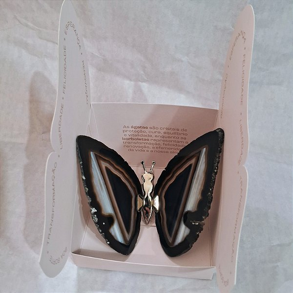 Borboleta Ágata Preta - Coleção Asas