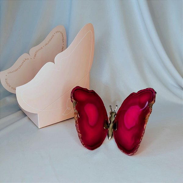 Borboleta Ágata Pink - Prata - Coleção Asas