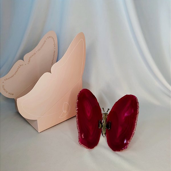 Borboleta Ágata Pink - Prata - Coleção Asas