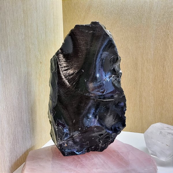 Obsidiana Negra Bruta - Base Serrada