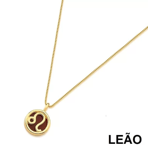 Colar Signo Leão M - Folheado a Ouro