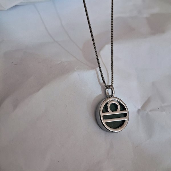 Colar Signo Libra M - Folheado Ródio Branco