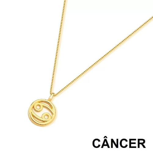 Colar Signo Câncer M - Folheado a Ouro