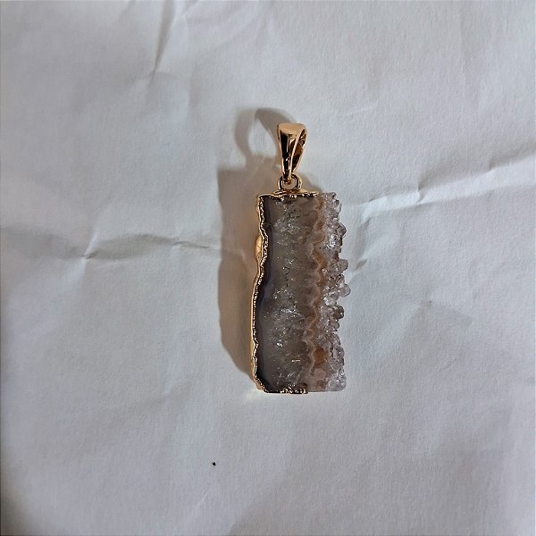 Pingente Geodo Natural  Ametista  - Folheado a Ouro