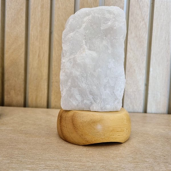 Luminária Quartzo Branco  - Base Clara - Bivolt - 16cm