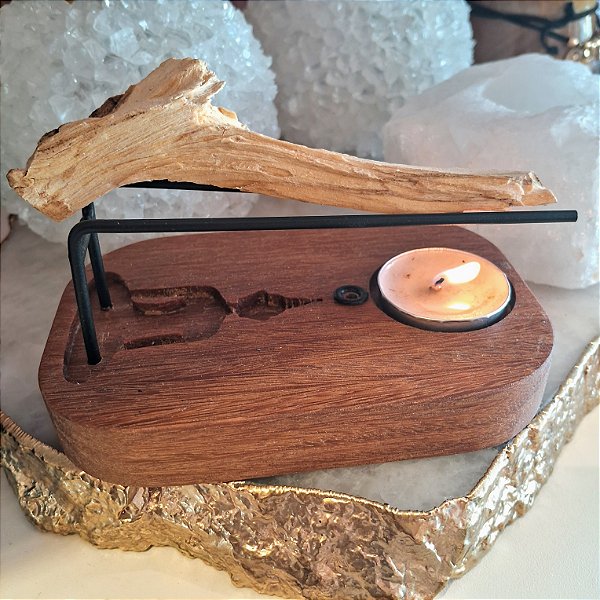 Incensário Madeira para Palo Santo - Buda