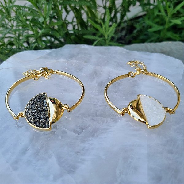 Pulseira Bracelete Semicírculo Fragmentos - Folheado a Ouro