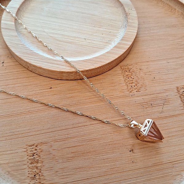 Colar Pingente Cristal - Folheado a Ouro