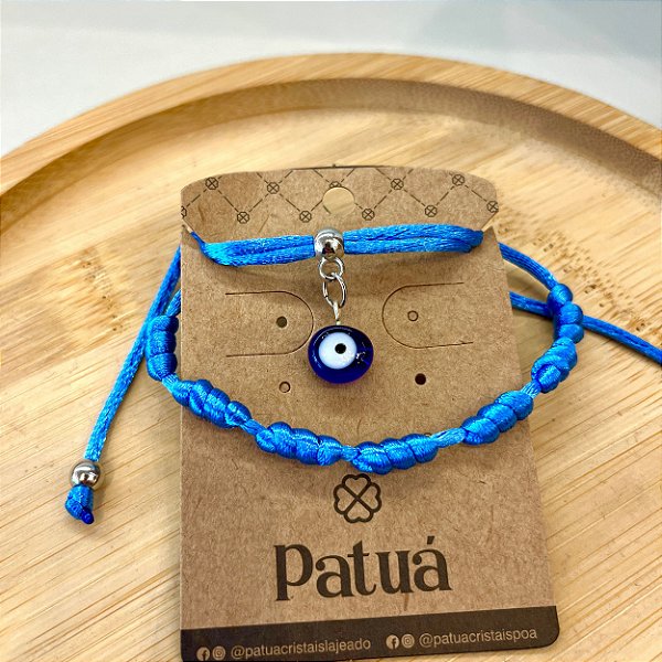Pulseira 7 Nós Kabbalah olho grego Azul