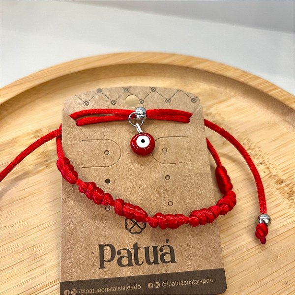 Pulseira 7 Nós Kaballah olho grego vermelho