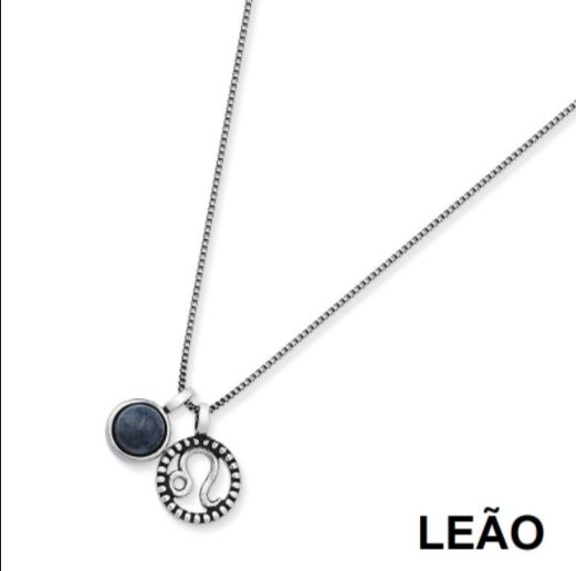 Colar Signo Leão - Prata Envelhecida