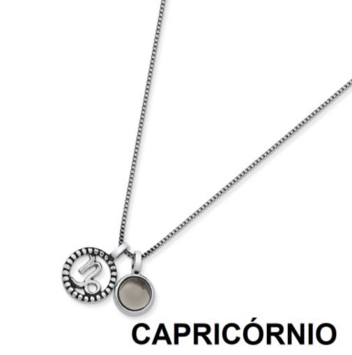 Colar Signo Capricórnio - Prata Envelhecida