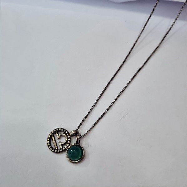 Colar Signo Libra - Prata Envelhecida