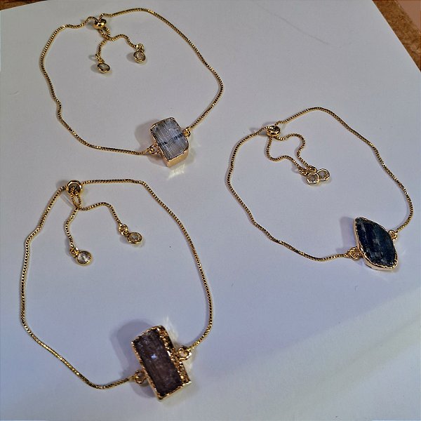 Pulseira Gravata Pedras Brutas - Folheados a Ouro