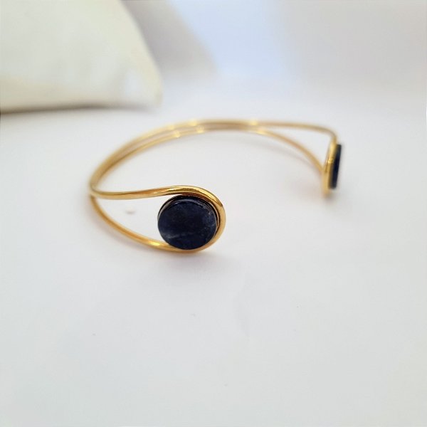 Bracelete Duplo Sodalita - Folheado a Ouro