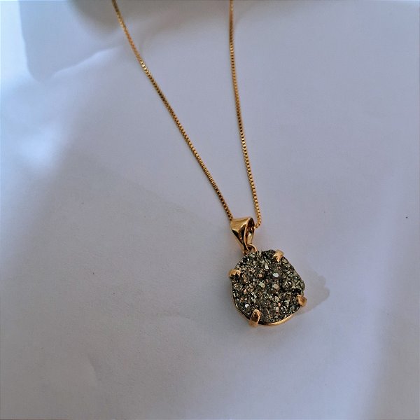 Colar Pirita Bruta - Folheado a Ouro