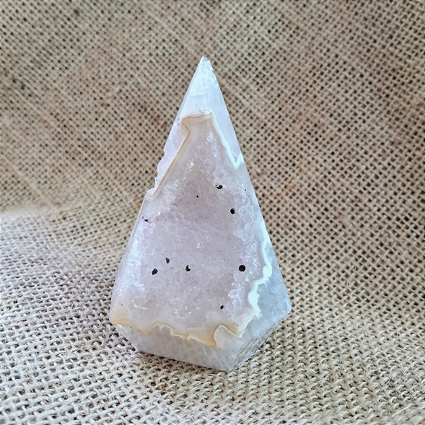 Ponta Hexagonal Ágata com Drusa