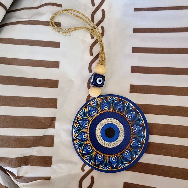 Móbile Olho Grego Porcelana 7cm - Mandala Azulejo Grego