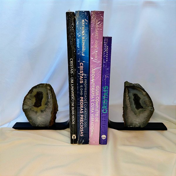 Aparador de Livros Chapa de Ágata - Base de Ferro