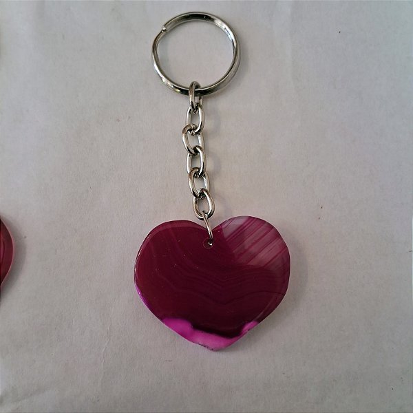 Chaveiro Coração de Ágata Pink