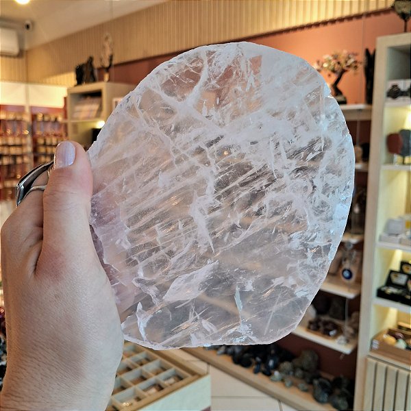 Chapa Quartzo Rosa com Transparência - Borda Bruta