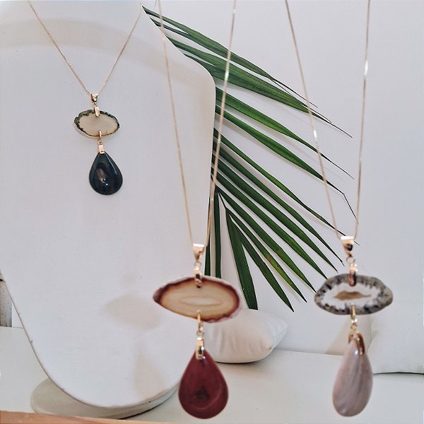 Colar Ágata Equilibrium - Folheado a Ouro