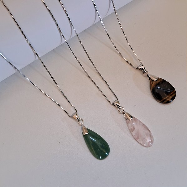 Colar Gota - Ródio Branco