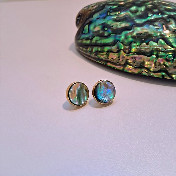 Brinco Redondo Abalone - Folheado a Ouro