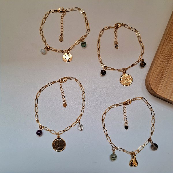 Pulseira Elo Vibrações - Folheado a Ouro