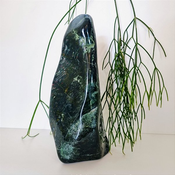 Forma-Livre Jaspe Sanguineo Polido - Base Serrada