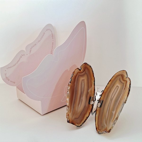 Borboleta Ágata Marrom - Prata - Coleção Asas