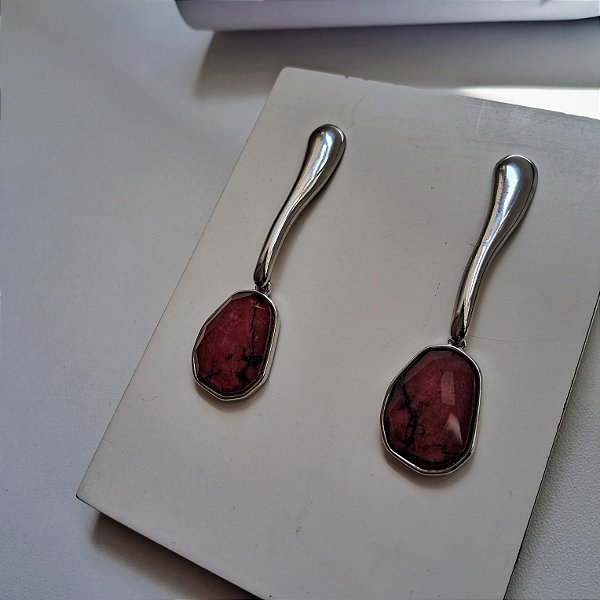 Brinco Longo Cristal Facetado - Ródio Branco