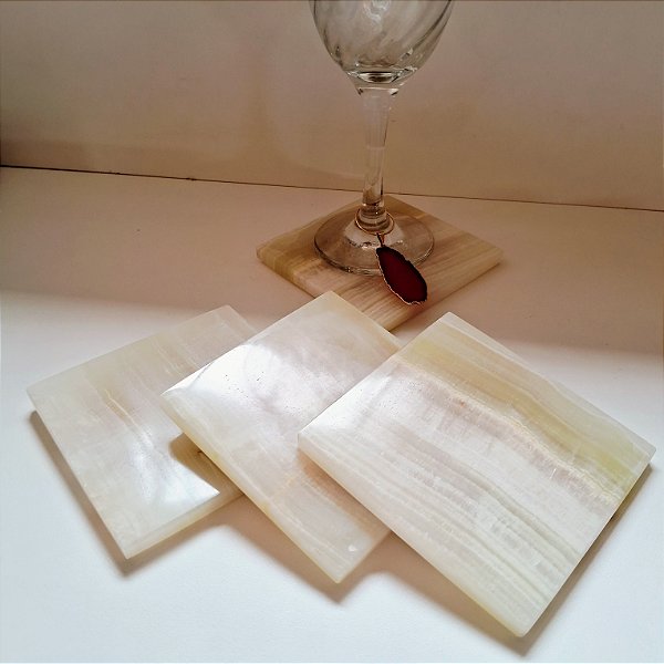 Kit Porta Copos Ônix Verde Quadrado - 4 unidades