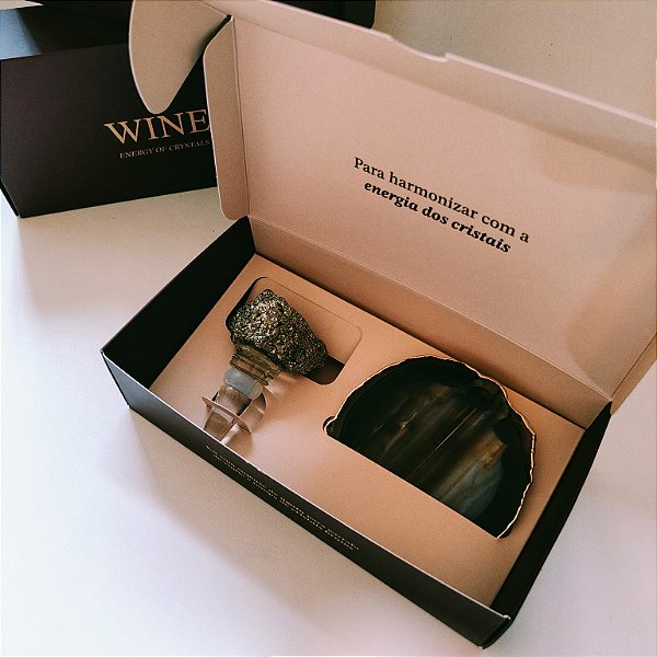 Kit Stopper Pirita com Suporte para Garrafa em Ágata