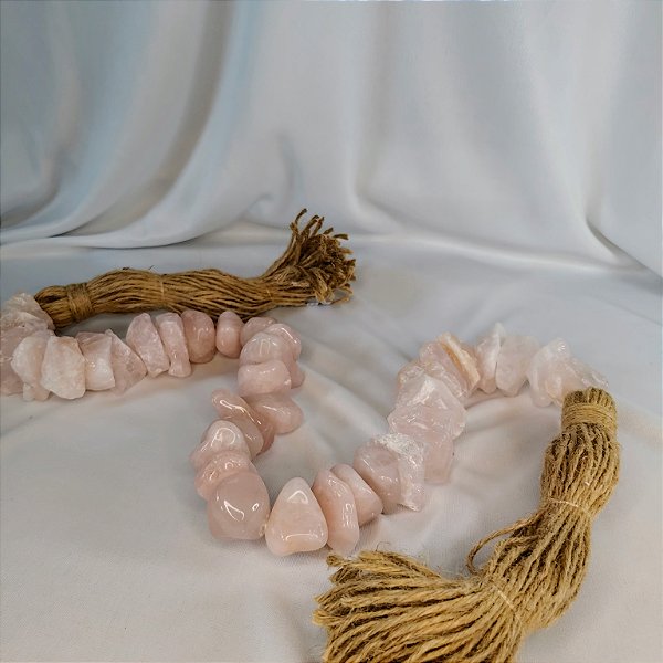 Colar de Mesa Quartzo Rosa - Pedras Mistas Longo